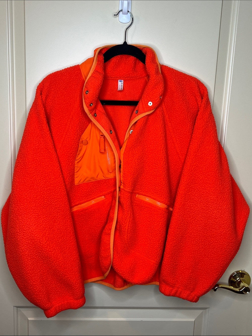 Free People Orange Sherpa Fleece Jacket